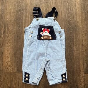 Bt kids Light Blue Corduroy Overalls with Football Patch